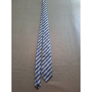 J. Ferrar Men's Neck Tie Blue and Grey Plaid 56L x 2.75W